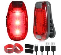 2 Feux de signalisation rouges USB rechargeables, feux de signalisation LED pour course, marche, chien, 3 modes (avec clip et bande réfléchissante)