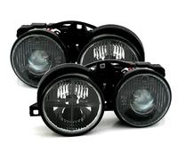 2 FEUX FEU PHARE AVANT BMW SERIE 3 E30 A FOND NOIR + CROIX ET LENTILLE