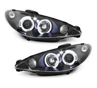 2 FEUX PHARE AVANT ANGEL EYES LED A FOND NOIR PEUGEOT 206 PHASE 2