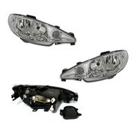 2 FEUX PHARE AVANT + MOTEUR PEUGEOT 206 PHASE 2 & S16 & CC H7 H7 A GLACE LISSE