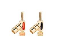 2 Fiches Bananes Plaquées Or Verrouillables à 45 Degrés pour Connecteurs de Câbles Audio et Vidéo HiFi