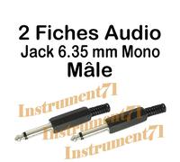 2 Fiches Jack 6,35 Mono Mâle Connections à Souder Pour Câble Diamètre 6 mm