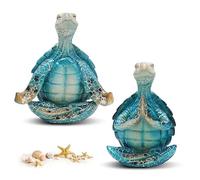 2 Figurine Tortue De Mer, Sculpture De Tortue, Décorations De Statue De Tortue De Mer Méditant Paisiblement Figurine De Yoga Zen Méditation Yoga Figurine Collection pour Spiritual Garden Room Decor