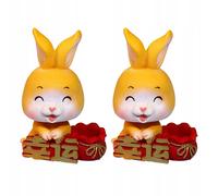 2 figurines de lapin hochant la tête, accessoires faits main