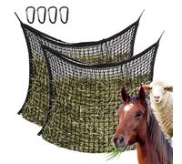 2 Filets à Foin pour Chevaux, Filet à Feed 90 X 80 cm, Maillage 4,5 X 4,5 cm, Filet à Fourrage Avec Fermeture de Sécurité, Capacité 6 kg, Réduction du Gaspillage de Foin Dans Les Sacs à Feed (Noir)
