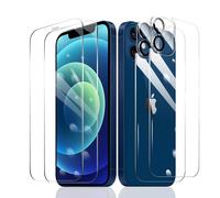 2×Film Protection D'écran pour iPhone 12 Mini + 2×Protection Camera Objectif Arriere appareil Photo + 2×Arrière Verre Trempé, Vitre Protecteur Accessoires, HD Dureté 9H Glass, Compatible Coque