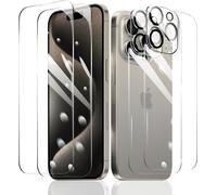 2×Film Protection D'Écran Pour Iphone 15 Pro + 2×Protection Camera Objectif Arriere Appareil Photo + 2×Arrière Verre Trempé, Vitre Protecteur Accessoires, Hd Dureté 9H Glass, Compatible Coque