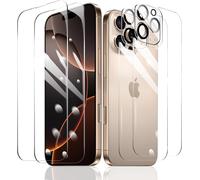 2×Film Protection D'écran Pour Iphone 16 Pro + 2×Protection Camera Objectif Arriere Appareil Photo + 2×Arrière Verre Trempé,Vitre Protecteur Accessoires,Hd Dureté 9h Glass,Compatible Coque