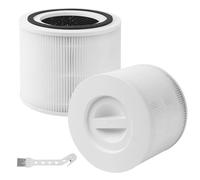 2 Filtres HEPA pour Levoit Core 300 / Core 300S / Core 300-RF, 3 dans 1 H13 Filtre de carbone activé HEPA pour filtrer à 99,97% d'allergènes, adaptés aux patients allergiques et aux fumeurs, Blancs