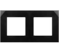 2-fixe cadre en verre Panneau 157x86mm pour prise de courant Prise murale modulaire Prise à encastrer Prise murale encastrable Montage encastré (2-fixe cadre en verre pour prise de courant, noir)