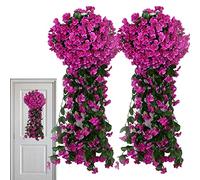 2 Fleurs Artificielles Suspendues, De Vigne Suspendues Glycines, Paniers Suspendus Fleurs Artificielles, Tombante pour Mur Intérieur Extérieur Jardin Mariage