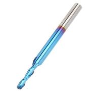 2 - Flute Spiral Ball Nose End Mill | 0.08in Drill Diameter for Engraving/Drilling/Milling | Blue Coated Tungsten Steel Router Bit for Wood/Acrylic/PCB | 3.175mm Shank