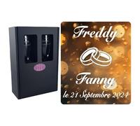 2 Flûtes à Champagne Gravées Modèle Alliances Avec Boîte Cadeau - Cadeau de Mariage Pour les Mariés - Repas, Vin d'Honneur, Anniversaire - Verre 17cl