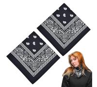 2 foulards carrés noir, foulard classique, foulard à motif cachemire, foulard, bandeau, mouchoir, foulard carré, style vintage, polyvalent, unisexe, 55 x 55 cm