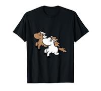 2 Friends Running Pony Chevaux Rider Fun Fast Hobby Best Team T-Shirt