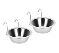 2 Gamelles Suspendues en Acier Inoxydable pour Cage, 240ml, Anti-éclaboussure, pour Chiens Petits, Chats, Rongeurs, Accessoire pour