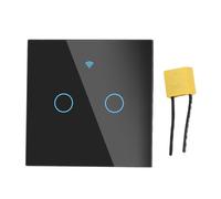 2 Gang pour Smart Switch.4GHz RF433 Panneau en verre trempé | Contrôlez vos lumières d'intérieur à distance via l'application ou l'assistant vocal, avec prise en charge des installations