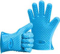 2 Gants de Cuisson en Silicone pour Cuisines et barbecues,Set,Paire,maniques,Gants de Four Bleu