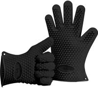 2 Gants de Cuisson en Silicone pour Cuisines et barbecues,Set,Paire,maniques,Gants de Four Noir