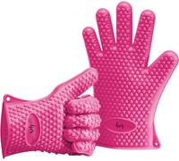2 Gants de Cuisson en Silicone pour Cuisines et barbecues,Set,Paire,maniques,Gants de Four Rose Vif Pink