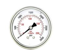 2 "Gauge, étui en acier inoxydable, rempli de liquide, dos Mnt, 3000 psi -