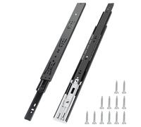 2 Glissières de Tiroir de 400mm - Glissière pour Tiroir Coulisse Tiroir avec Roulement à Billes rail Tiroir capacité de charge 45 kg Coulissant télescopiques à 3 sections avec amortisseur(noir)
