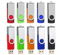 2 Go Cle USB Lot de 10 Clé USB 2.0 Flash Drive Pivotant WISEORANGE | 5 Couleurs Stockage Disque Mémoire Stick Pendrive avec Lumière LED pour PC, Ordinateur Portable, Autoradios, TV -10 Pièces