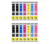 2 Go Encres 6 + Cartouches d'encre Extra Noires pour remplacer Epson T0807 + T0801 Compatible/Non-OEM pour Epson Stylus Photo (14 encres), Multicolores (BK/C/M/Y/LC/LM), Haute capacité