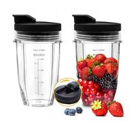 2 gobelets de rechange de 18 oz avec couvercle Sip & Seal compatibles avec les mixeurs Nutri Ninja BL450, BL456, BL480, BL482, BL640, BL642, BL682, BN401, BN751, BN801, Foodi SS101, SS151, SS351 et