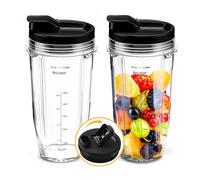 2 gobelets de rechange de 700 ml avec couvercle Sip & Seal compatibles avec les mixeurs Nutri Ninja BL450, BL456, BL480, BL482, BL640, BL642, BL682, BN401, BN751, BN801, Foodi SS101, SS151, SS351