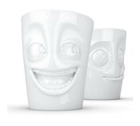 FIFTYEIGHT PRODUCTS Lot de 2 tasses/tasses n° 3 sans anse « Amusant et délicieux » (porcelaine, 2 x 350 ml, blanc, fabriqué en Allemagne)
