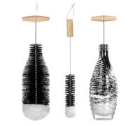 2 Goupillon Bouteille, Set de Brosse de Nettoyage avec Poignée en Acier Inoxydable, Taille 35 cm et 34 cm, Goupillon Biberon, Brosse Bouteille pour Verre et Gourde FHISKUNYU