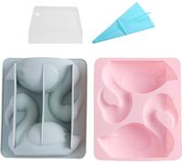 2 Grands Moules en caoutchouc pour chocolat Flamingo Moules à pâtisserie en silicone antiadhésifs Pour la fabrication de cubes de glace Savon au chocolat pour le moulage de bonbons, avec poche à douil