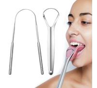 2 Gratte-Langues en Acier Inoxydable, Set avec Design en U et Double Face, Nettoyeur de Langue contre la Mauvaise Haleine et la Plaque, pour une Hygiène Buccale Optimale