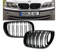 2 GRILLE DE CALANDRE DOUBLE LAME NOIR BRILLANT BMW 3 E46 BERLINE BREAK PHASE 2