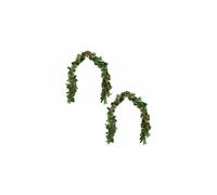 : 2 guirlandes de sapin décoratives 180 cm avec véritables pommes de pin - Fixe