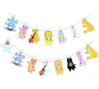 NOVAGO-Lot de 2 ensembles de guirlandes fanion de fêtes en carton papier rigide pour décoration anniversaire/baptême/Nouvel an... (Animaux)