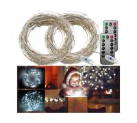2 guirlandes LED USB télécommandées - 10 m - Blanc lumière du jour - Lunartec