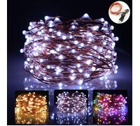 2 Guirlandes lumineuses en fil de cuivre 20M 200LEDs,Blanc,USB,Forme personnalisable,Décoration événements,Noël,Halloween