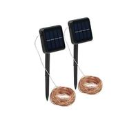 Lunartec : 2 guirlandes lumineuses solaires en fils de cuivre - 32 m - 300 LED blanc chaud Blanc Chaud