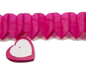 2 Guirlandes papier mini-coeurs fuchsia 4m. Décoration de mariage