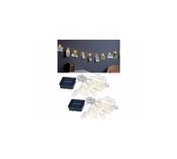 Lunartec : 2 guirlandes porte-photos avec 40 pinces à LED chacune - 10 m - Solaire