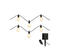 Lot de 2 guirlandes lumineuses extérieur 10 globes transparents LED blanc chaud dimmable PARTY CLEAR HYBRID 8m solaire et sur secteur