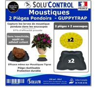 2 Guppy Trap + 2 coupelles, Piège Pondoir à Moustiques, sans produit, sans Adhésif, Médaille d'argent Concours Lépine 2023