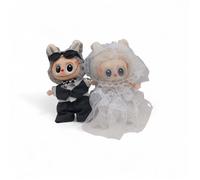 2 HABIT COUPLE MARIE POUR PELUCHE LABUBU 16 CM ET ACCESSOIRE + 2 PELUCHE PORTE CLÉS OFFERT CADEAUX ANNIVERSAIRE /NOËL
