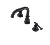 2-Handle 8 Inch Widespread Bathroom Sink Faucet, 3 Hole Brass Vanity Faucet with cold&hot Water Supply Lines(A179-2)