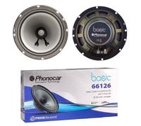 2 HAUT-PARLEURS PHONOCAR BASIC 66126 double cône 16,5 cm 6,5"" diamètre avec 25 watt rms et 60 watt max 4 ohm 90 db voiture, la