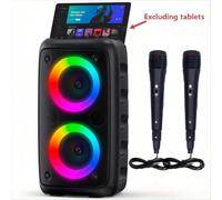 2 haut-parleurs sans fil de caisson de basses, gros haut-parleur boombox, haut-parleur stéréo, haut-parleur sans fil pour l'extérieur, haut-parleur de fête avec lumière disco et LED colorées, cadeau d