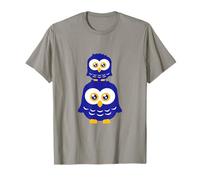2 hiboux papa maman enfant bébé deux famille mère père bande dessinée amusante T-Shirt