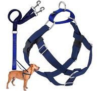 2 Hounds Design Freedom Ensemble de Harnais réglable Anti-Traction et Laisse pour Chien de Petite, Moyenne et Grande Taille, pour Promenade Facile et contrôle Confortable, 1,6 cm, S-M, Bleu Marine